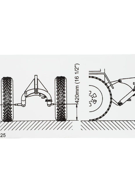 A technical diagram illustrates the dimensions and structure of an agricultural machine's tire assembly, featuring measurements of 380mm and 420mm. The specific model related to AGCO | Decal - Fel141325 currently does not have a product description available.