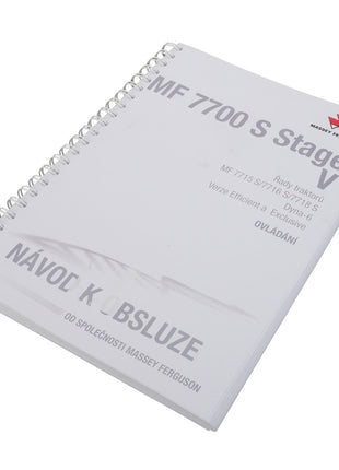 A spiral-bound manual titled "AGCO | Operator's Manual - Act004788D," featuring the prominent Massey Ferguson logo and bilingual text in both Czech and English on the cover.