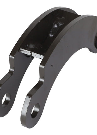 The AGCO Lift Link - Acx2433380 is a metal U-shaped mechanical part featuring two holes at the bottom ends and a thick, solid upper section. No current product description information is available for this item.