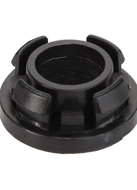 The AGCO Bush - F178500030430 is a black plastic circular gear with six evenly spaced vertical protrusions around its edge. No current product description available.