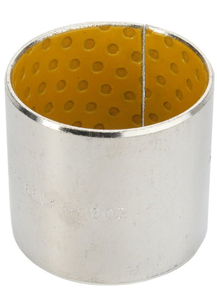 A robust cylindrical metal bushing from AGCO, the Bush - Acp0501130, featuring a yellow, perforated interior for enhanced functionality.