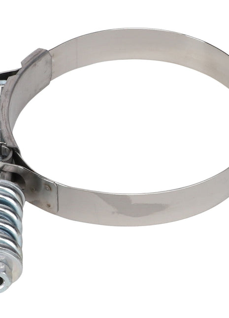 Introducing the AGCO | HOSE - AG519643, a silver T-bolt hose clamp with a spring-loaded design, ideal for securing hoses in both automotive and industrial applications. Unfortunately, there is no additional product description available at this time.