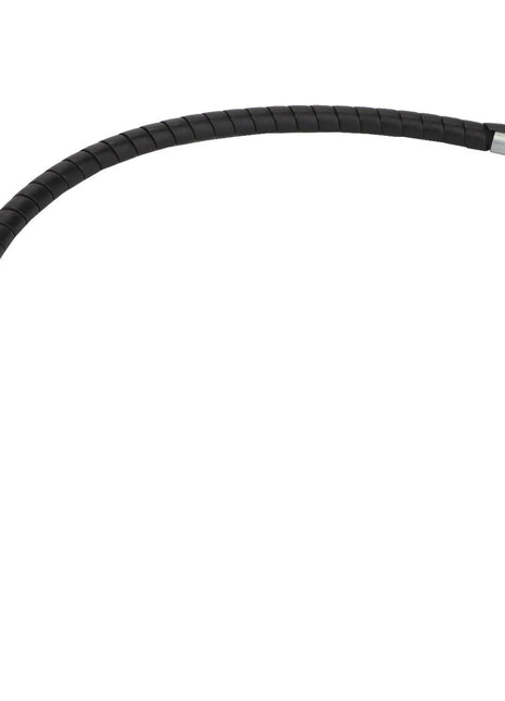 The AGCO Hydraulic Hose - Acw4255850 is a flexible black hose equipped with sturdy metal fittings on both ends. This versatile and resilient tool by AGCO lacks a detailed product description but is designed for reliable hydraulic performance.