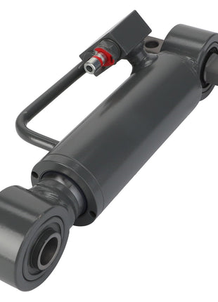 Introducing the AGCO | Hydraulic Cylinder - Acx2728590: a gray hydraulic cylinder complete with a connecting rod and attachment hardware from the trusted AGCO brand. Product description details are currently unavailable.