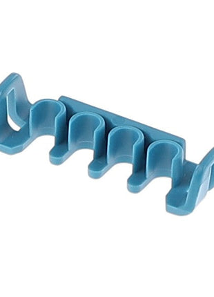 The AGCO WIRE LOCK - AG520272 by AGCO is a blue plastic cable organizer featuring four slots and hooks on each end.