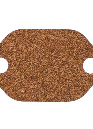 Product Description: The AGCO Gasket - V836322251 is a rectangular cork gasket with two holes on either side, specifically designed for securing or sealing. It features a white background and is produced by the reputable brand AGCO.