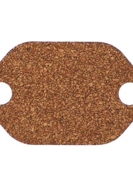 Product Description: The AGCO Gasket - V836322251 is a rectangular cork gasket with two holes on either side, specifically designed for securing or sealing. It features a white background and is produced by the reputable brand AGCO.