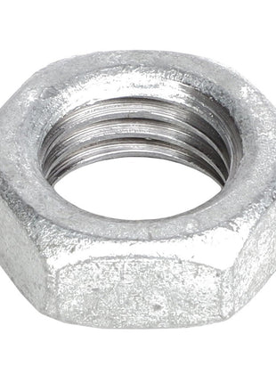 A close-up view of the AGCO HEX NUT - AG515210, showcasing its threaded interior by renowned brand AGCO.