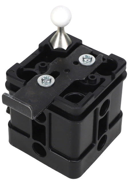 The AGCO | Casing - Acp0513240 is a black, rectangular electrical control switch featuring a white, round-topped lever and two metal screws. Currently, there is no product description available.
