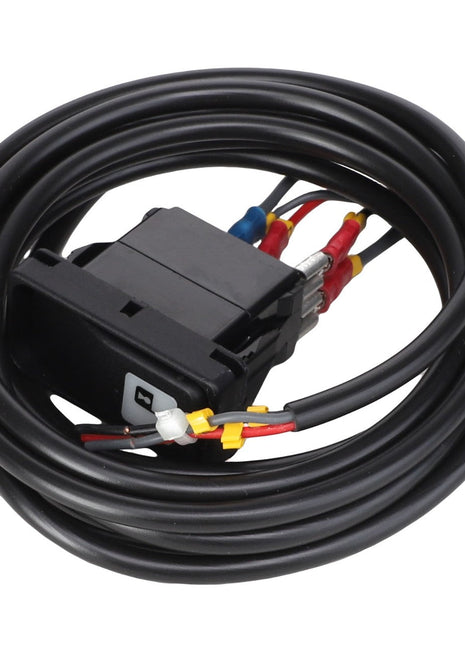 Product Description: The AGCO SWITCH - AL381319 is a black cable featuring connectors and a switch or sensor assembly, coiled into a loop.