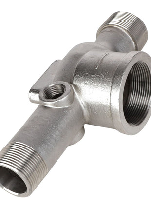 The AGCO | VENTURI - AG727462, a metal pipe fitting with multiple threaded openings oriented in different directions, is currently available without a detailed product description.