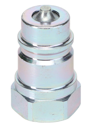 The AGCO | UNION - AL5044128 is a metal hydraulic quick connect coupler featuring a hexagonal base and cylindrical body, specifically designed for AGCO front loaders to ensure compatibility with original parts.