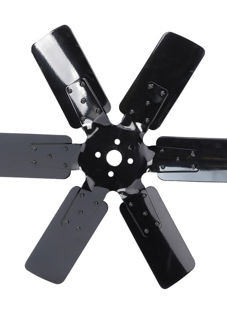 An AGCO | Fan - V836128673, a black five-blade metal fan, stands in an isolated position, facing the camera.