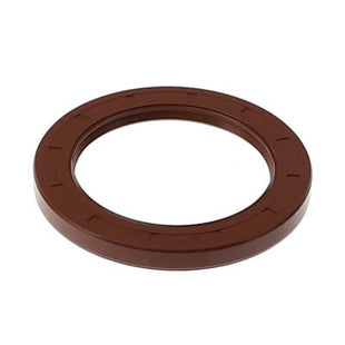 The AGCO | Oil Seal - ACP0360770, a circular brown rubber oil seal with a smooth outer surface and a hollow center, ensures performance and reliability.