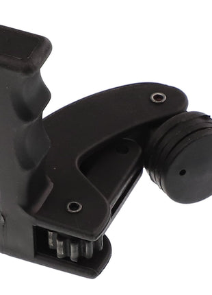 The AGCO | Grip - Acw0032080 by AGCO is a black plastic capo featuring a notched grip and a round, adjustable clamp mechanism, specifically designed for use on the neck of a guitar. Currently, there is no product description available.
