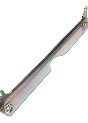 The AGCO Angle Bracket - Acw7302320 is a metallic bracket with two mounting holes on each end and a central cutout. It features a flat, elongated shape with a slight curvature along its length. No current product description information is available.