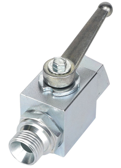 The AGCO Valve - AL5033898 features a metal lever-operated design with a rectangular base, including an inlet and outlet for fluid flow, along with a manual control handle on the top. Note: No current product information available.