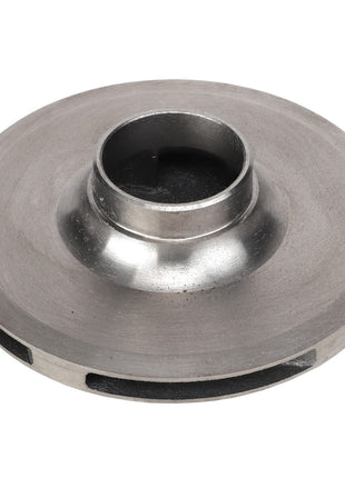 The AGCO | IMPELLER - AG051596 is a metallic disc-shaped object with a central hole and radial slots, designed as a mechanical component or part of a machine. For any questions relating to its function or suitability, please contact our support team for assistance.