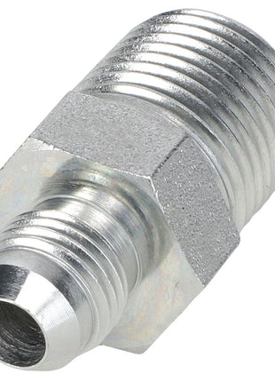 Close-up image of an AGCO adaptor fitting, product number AG132579, featuring a male pipe thread on one end and a flared connector on the other end.