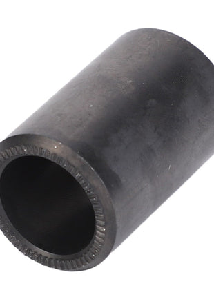 The AGCO | SLEEVE BUSHING - V30791600, a cylindrical black metal sleeve with a hollow center and smooth outer surface, is shown against a white background. Product description information is currently unavailable.