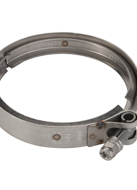 Introducing the AGCO Clamp - Acw0483050, a high-quality metal hose clamp featuring a screw adjustment mechanism.