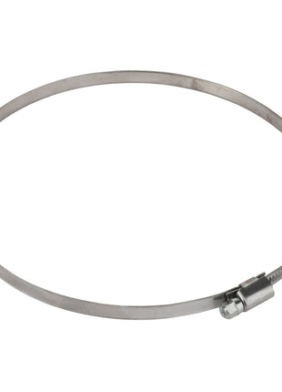The AGCO Clamp - Acx2862300 is a durable metal hose clamp featuring a precision screw mechanism for secure tightening.