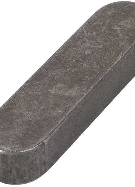 The AGCO Key - La10622010 is a rectangular, gray metal key with rounded ends, ideal for securing rotating elements on a shaft in mechanical applications.