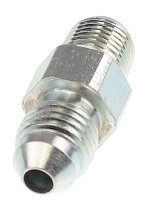 The AGCO | ADAPTER FITTING - AG553530 is a metal hex nipple adapter fitting from AGCO, designed with threaded ends for connecting two sections of tubing or piping. No additional information available.