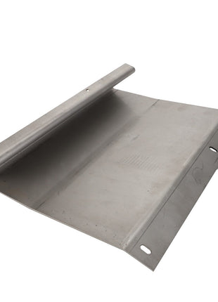 No current product description information is available for the AGCO DEFLECTOR - D46150532, a metal sheet bent at an angle to resemble a small rectangular ramp with two mounting holes on both sides.