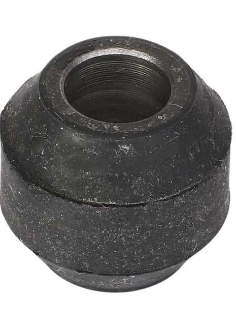 The AGCO | Mounting - 8027302 is a cylindrical metal object with a threaded inner hole and a wider base, designed for minimal maintenance. Its top outer surface appears textured and worn.