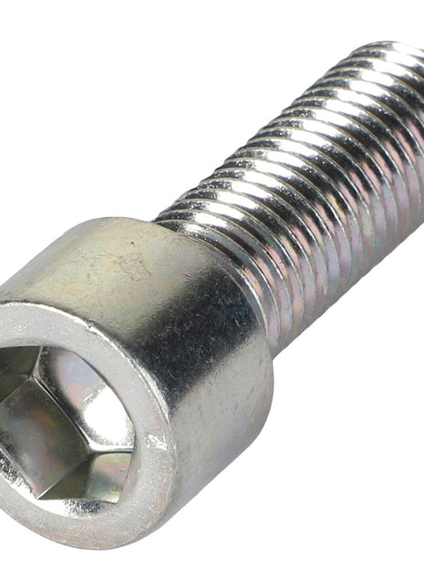 A close-up image of the AGCO | Hex Socket Head Capscrew - 3009308X1 reveals intricate threads along its shaft, showcasing precise engineering by AGCO.