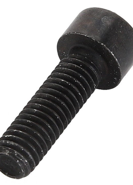 Close-up of an AGCO Hex Socket Head Capscrew - Acw4663900, a black, threaded metal bolt with a rounded hexagonal head, isolated on a pristine white background.