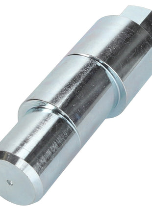 The AGCO Pin - Acw9120860 by AGCO is a cylindrical metal component with both hexagonal and circular ends, featuring smooth surfaces and a notch near the middle.