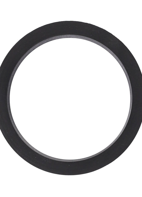 The AGCO Molded Seal, Oil Cooler - F412200510030 is a black rubber gasket with a circular shape and flat profile, designed as a durable seal for your oil cooler, isolated on a white background.