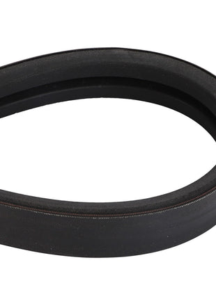 Close-up of the AGCO | Belt - Acw1660090 against a white background. The black rubber V-belt is looped, showcasing its smooth outer surface and grooved inner surface. No current product description is available.