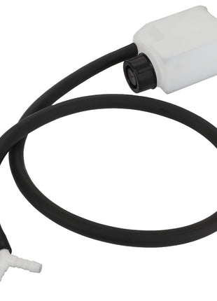 Product Description: The AGCO | Tank - Acp0325720 features a black flexible hose attached to a white plastic container with a black cap and a T-shaped white plastic connector at the other end.