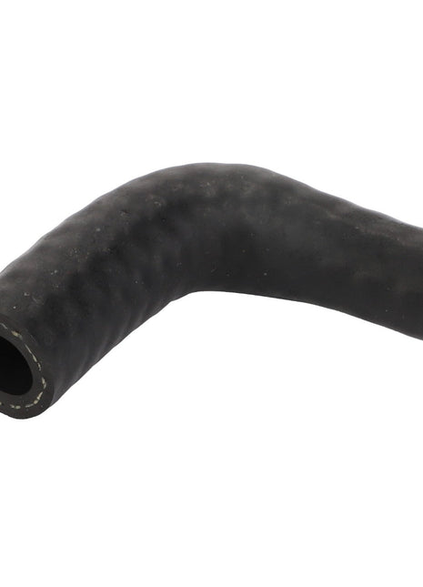 The AGCO | Sleeve - Acp0669770 is a black, L-shaped rubber hose with a textured surface and hollow interior, making it perfect for various plumbing or automotive applications.