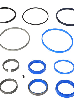 A variety of AGCO | SEALS KIT - AL5040071, including O-rings and seals in different sizes and colors, primarily black, silver, and blue, are arranged neatly on a white background. No current product description information is available.