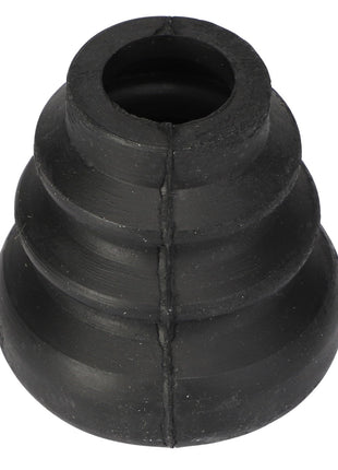 Introducing the AGCO | BOOT - 0.008.5558.0 by AGCO, a black rubber boot featuring a tiered design ideal for sealing or covering in automotive or mechanical applications. For specific details or ordering information, please refer to the product description or contact our support team.