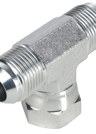 Introducing the AGCO | TEE FITTING - AG561457, a high-quality metallic T-shaped pipe fitting with threaded ends designed for optimal performance.