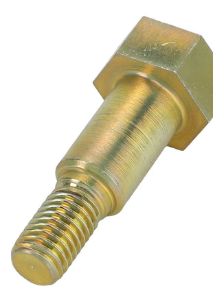 A brass hex bolt with a threaded shaft, identified as the AGCO | BOLT - D28585135 by the brand AGCO, is shown against a white background. No current product description information available.