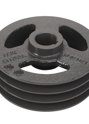 The AGCO Sheave - Acw511750A is a metal pulley featuring four grooves and three large cutouts around the central hole. No additional current product description information is available.