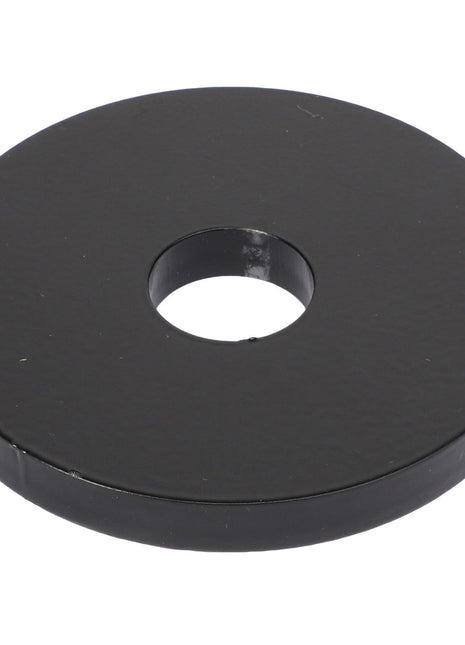 The AGCO | FLAT WASHER - AG236575 is a flat, round black metal washer with a central hole. Detailed product description information is currently unavailable.