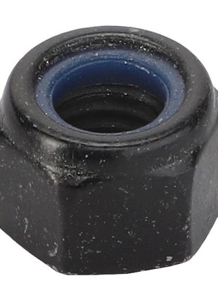 The AGCO | Hex Top Lock Nut - Acx2336490 is a black metal hex nut with a blue nylon insert, designed to prevent loosening due to vibration. No current product description information is available.