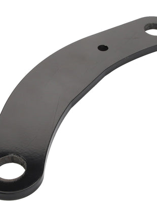 Product: AGCO | LINK - AL142888 is a sturdy black metal bracket featuring two large circular holes on each end and a smaller hole in the center.