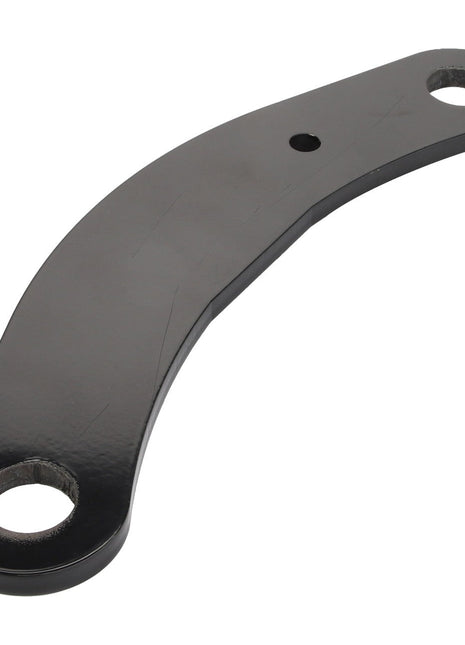 Product: AGCO | LINK - AL142888 is a sturdy black metal bracket featuring two large circular holes on each end and a smaller hole in the center.