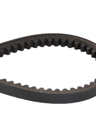 The AGCO | V BELT - ACP0356700, a black industrial V-belt with a grooved inner surface, is displayed in a teardrop shape against a white background. For any questions before ordering, please contact our support team for assistance.