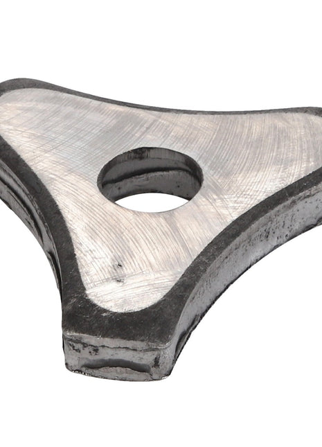 A three-pointed, flat, metallic object with a central hole. For ordering details, please contact our Support Team and inquire about AGCO SPACER - 0.008.5604.0.