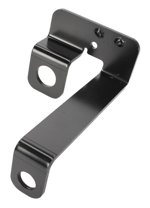 The AGCO | Bracket - Acw620600A is a black metal bracket featuring two screw holes and two large circular openings for mounting; no additional information is available.