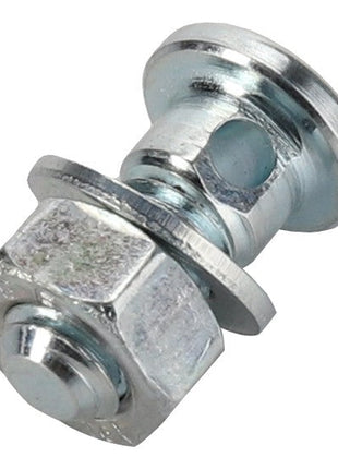 Close-up of a silver metal bolt with a hexagonal nut and a flange, identified as AGCO | Clamp - Acw0904790 from the brand AGCO.